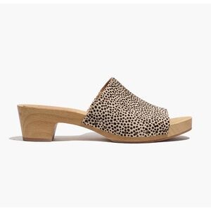 Madewell Evelyn Slide Clog Spotted Calf Hair Slide OpenToe WoodenSole Women 9.5‎